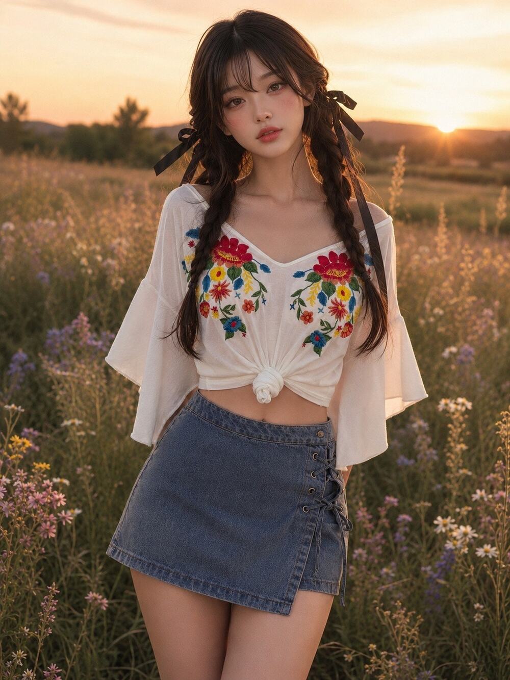 Zara Floral Fables & Fluttering Sleeves Embroidered boho wanderlust crop top